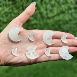 CLEAR QUARTZ Crystal Moons, WHOLESALE Prices, Crystals in Moon shape Best for gift sets,  hand carving Clear Quartz