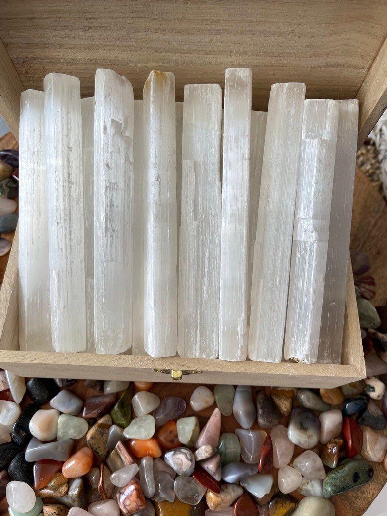 WHOLESALE Selenite Wands 4 inch , 6inch -  Raw Selenite - Selenite Crystal Wands - Selenite Stick For Reiki Healing, FREE SHIPPING 