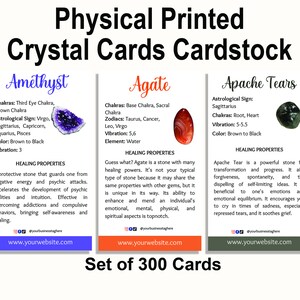 Set of 300 PRINTED Gemstone Cards, Crystal Cards, Printed, Physical Cards, Crystal card Deck, Spiritual Cards, Gemstone card deck