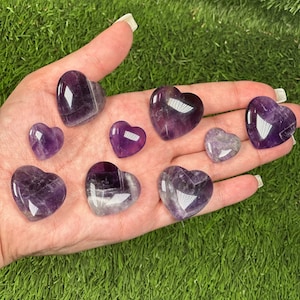 AMETHYST Crystal Hearts,  WHOLESALE PRICES, Crystals in Heart shape Best for gift sets,  hand carving Amethyst