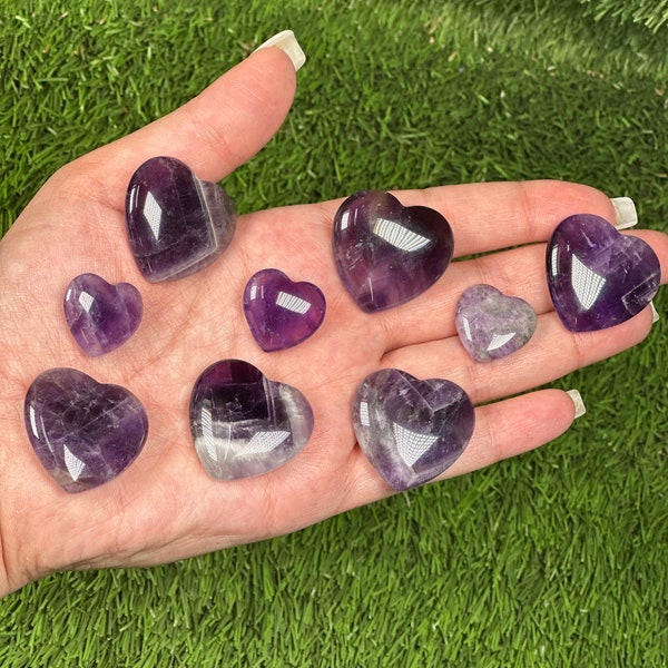 AMETHYST Crystal Hearts,  WHOLESALE PRICES, Crystals in Heart shape Best for gift sets,  hand carving Amethyst