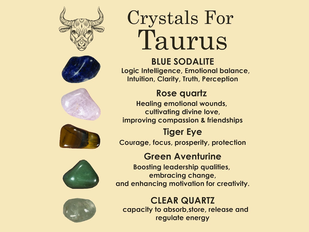 TAURUS Crystal Set,5x Crystals Set for TAURUS Blue Sodalite,rose Quartz