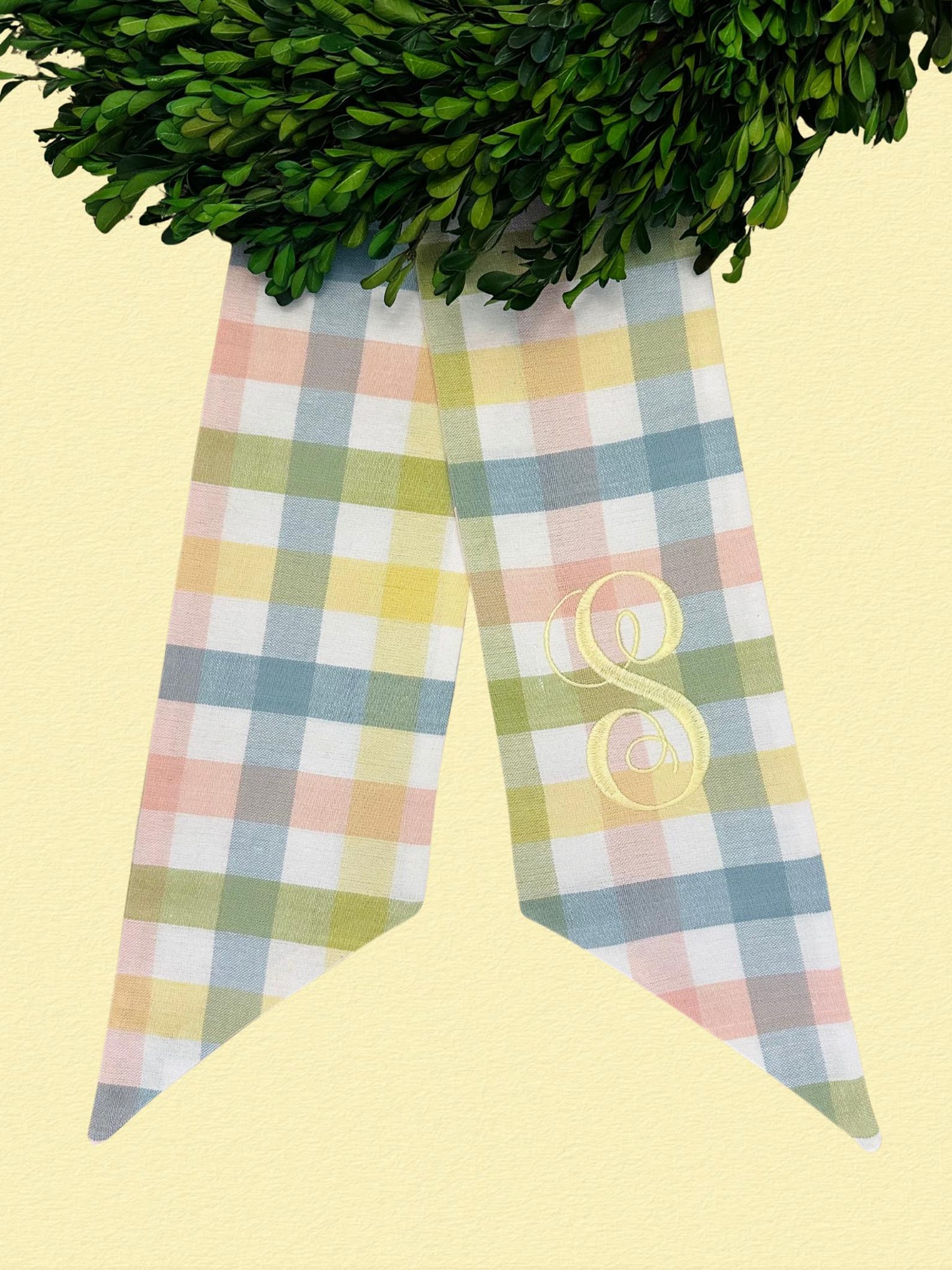 Easter Plaid Wreath Sash