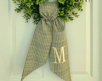 Masters Golf Monogrammed Spring Green Wreath Sash for front door I Personalized Embroidered St Patrick's & Easter Home Decor