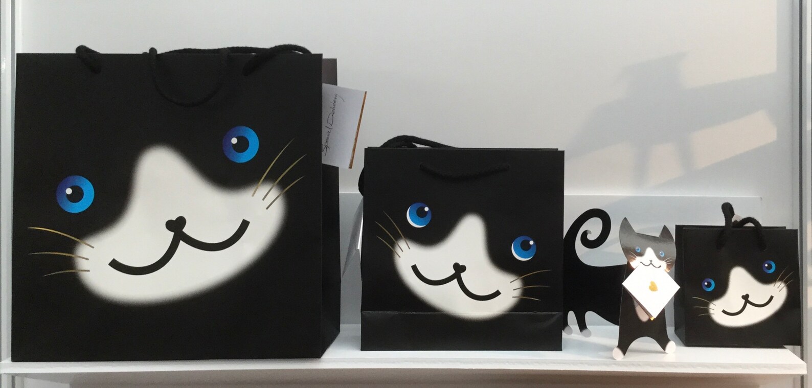 Small Tommo Cat Gift Bag Black and White Cat mini present Etsy