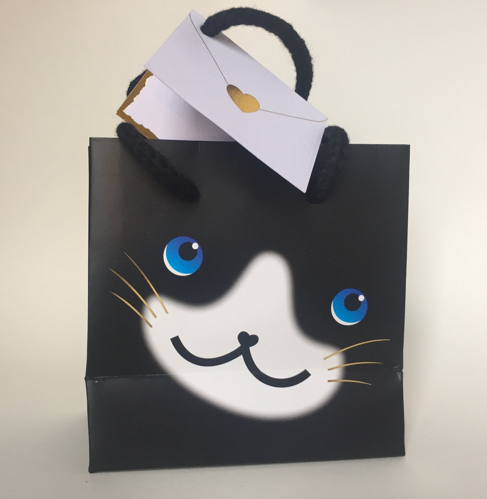 Small Tommo Cat Gift Bag Black and White Cat mini present Etsy