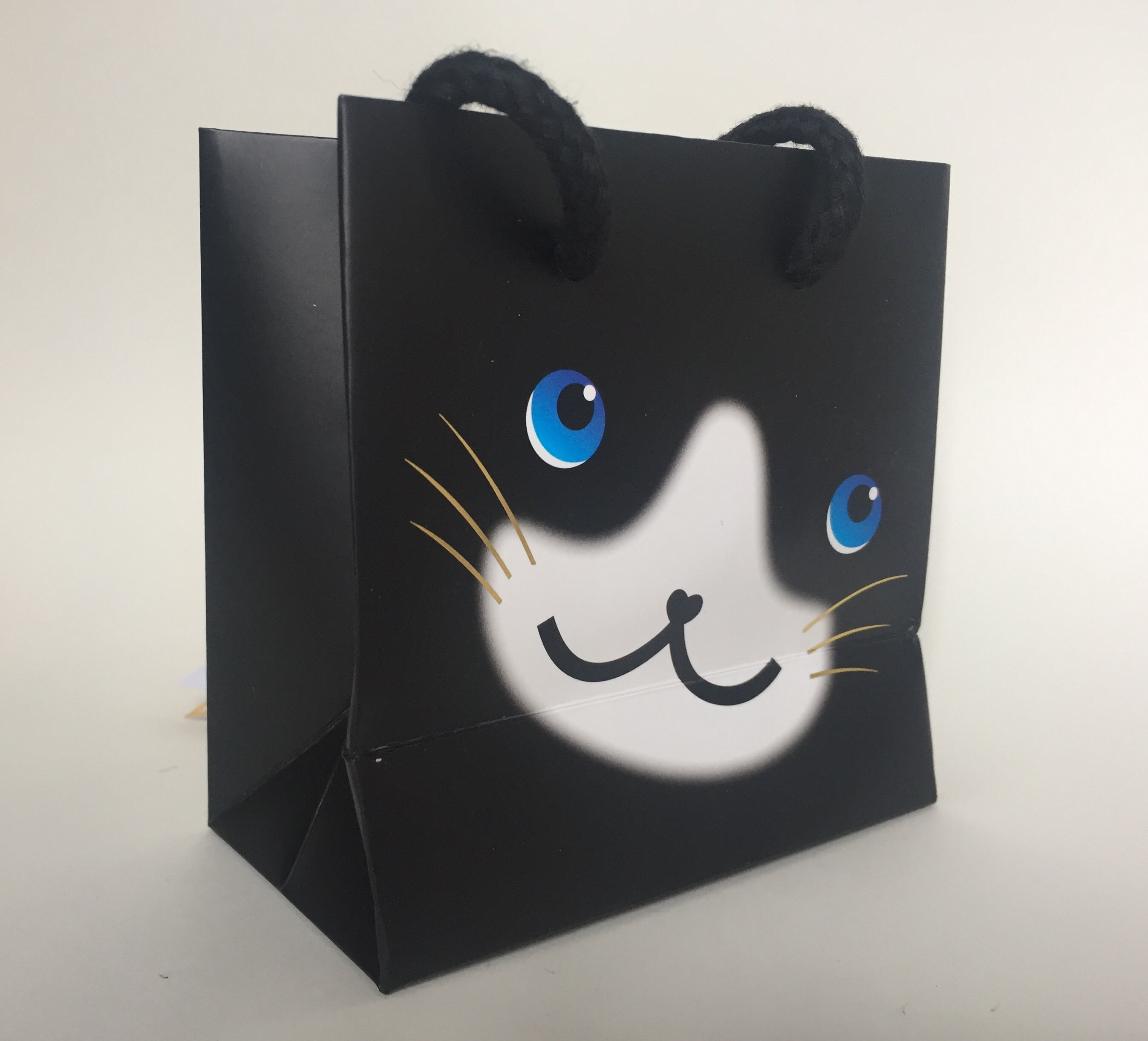 Small Tommo Cat Gift Bag Black and White Cat mini present Etsy