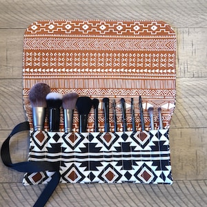 Makeup Brush Roll l Makeup Brush holder l Makeup Brush Travel Size l Makeup Brush Organizer l Washable l 100% Cotton