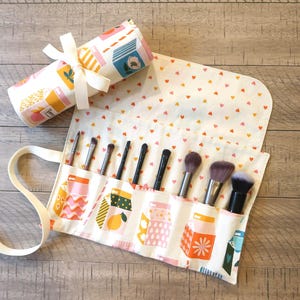 Ruby Star Society Juicy Juice box Cartons in Shell Makeup Brush Roll – Travel Organizer - 100% Cotton