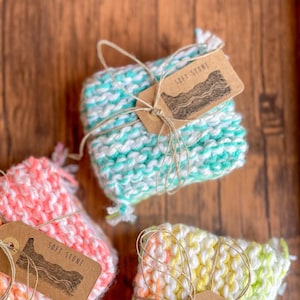 Custom Hand Knit Coasters | School Spirit | Set of 4 | Textured Knit Coaster | Chunky Knit Coaster | Mug Rug | Home Decor | Colorful Coaster