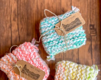 Custom Knit Coasters | Set of 4, School Colors Mug Rug