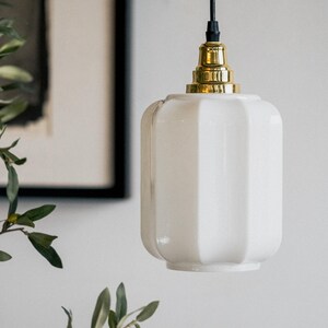 Vintage White Glass Lantern Shape Pendant Light image 2