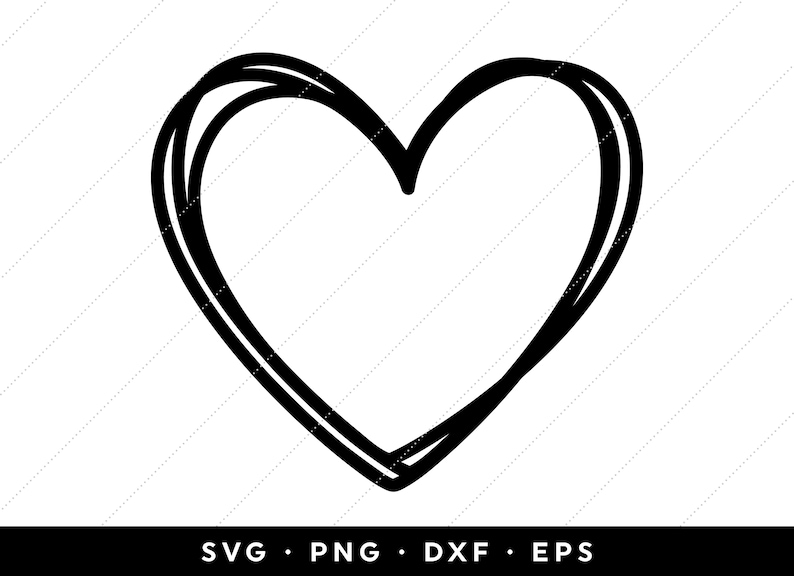 Doodle Heart SVG, Hand Drawn Heart SVG, Heart Clip Art, Heart Clipart, Heart Cut File, Template, Cricut, Instant Download, Cutting Files image 1