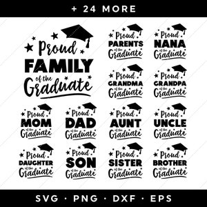 Lot de remise des diplômes SVG, conception de chemise de remise des diplômes SVG, 2024 SVG de l'obtention du diplôme, fière famille des diplômés svg, fichiers svg, clipart, cricut, silhouette