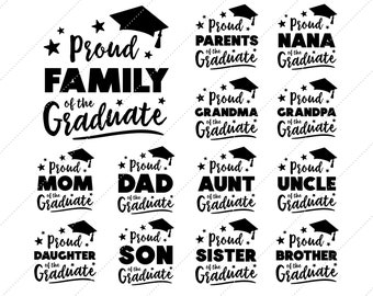 Graduation SVG Bundle, Graduation Shirt Design SVG, 2024 Grad SVG, Proud Family of the Graduate svg, svg files, clip art, cricut, silhouette