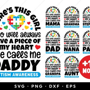 Stolzer Autismus SVG Bundle, gibt es dieses Mädchen SVG, Autismus Mama Papa Mama Oma Nana SVG, Autismus Bewusstsein svg, Clip Art, Cricut, Silhouette