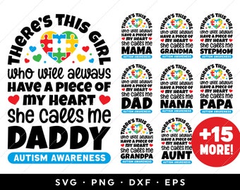 Proud Autism SVG Bundle, There's This Girl SVG, Autism Mom Dad Mama Grandma Nana SVG, Autism Awareness svg, clip art, cricut, silhouette