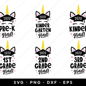 Download Unicorn Graduation SVG Design Bundle Kindergarten Pre-K | Etsy