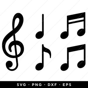 Muzieknoten SVG, muzieknoot SVG-bundel, muzieknoten Clipart, muzieksymbolen, Cricut, silhouet, sjabloon, direct downloaden, bestanden snijden
