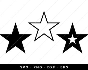 May include: Three black star shapes, one with a white star inside, on a white background.