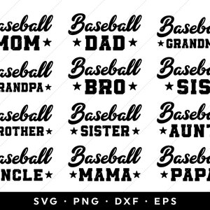 Baseball SVG Bundle, Baseball Familie SVG, Baseball Mama Papa Oma Opa Bruder Schwester SVG, Sport svg, Cricut, Silhouette, png dxf eps