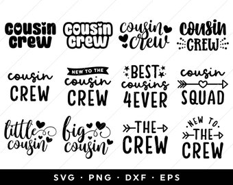 Cousin Crew SVG Bundle, nouveau dans l'équipage SVG, SVG meilleurs cousins, Cousin Squad SVG, SVG de famille, clipart, cricut, silhouette, téléchargement immédiat