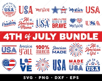 4th of July SVG Bundle, July 4th SVG, Fourth of July svg, America svg, USA Flag svg, Patriotic, Independence Day Shirt svg, png, dxf, eps