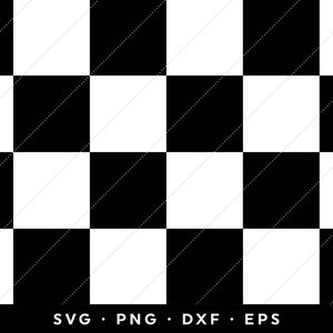 Könnte beinhalten: Ein schwarz-weißes Schachbrettmuster mit einem darüberliegenden diagonalen Linienmuster. Das Muster wiederholt sich über das gesamte Bild. Der Text "SVG. PNG. DXF. EPS" befindet sich am unteren Rand des Bildes.