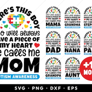 Autism Mom SVG Bundle, Autism Mama Mom Grandma Nana Dad SVG, Autism Awareness SVG, clip art, cricut, silhouette, svg, png, dxf, eps files