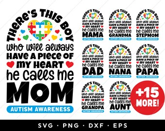 Autism Mom SVG Bundle, Autism Mama Mom Grandma Nana Dad SVG, Autism Awareness SVG, clip art, cricut, silhouette, svg, png, dxf, eps files