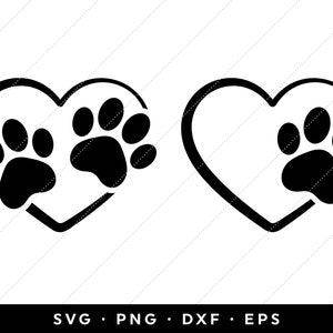 Heart Paw Print SVG, Dog Paw Heart SVG, Dog Love SVG, Dog Heart svg, Cat Heart svg, Template, Instant Download, Cut Files, Silhouette