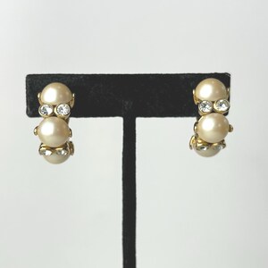 Vintage Nina Ricci Faux Pearl in Gold Clip On Earrings