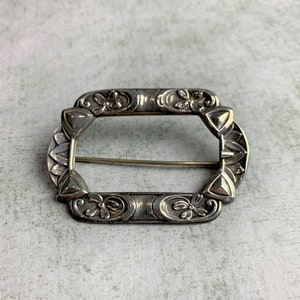 Antique Sterling Buckle Style Sash Pin Brooch