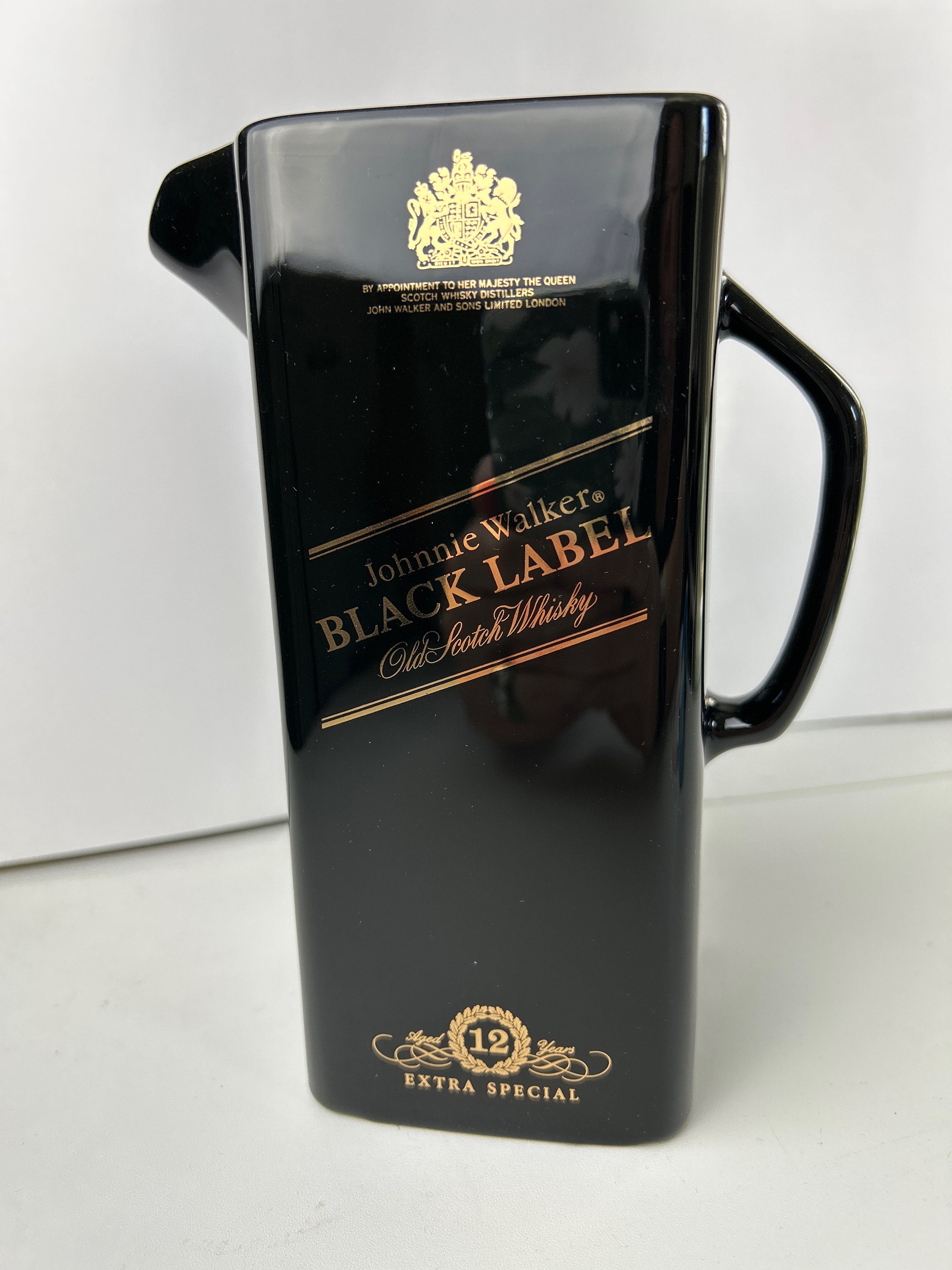 Vintage Johnny Walker Black Label Old Scotch Whiskey Pitcher by