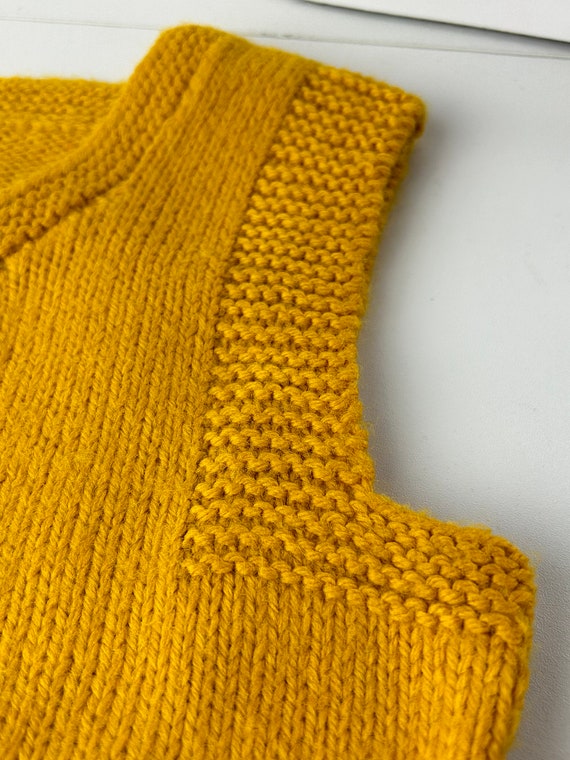 Vintage Mustard Yellow Hand Knit Child's Sweater … - image 4