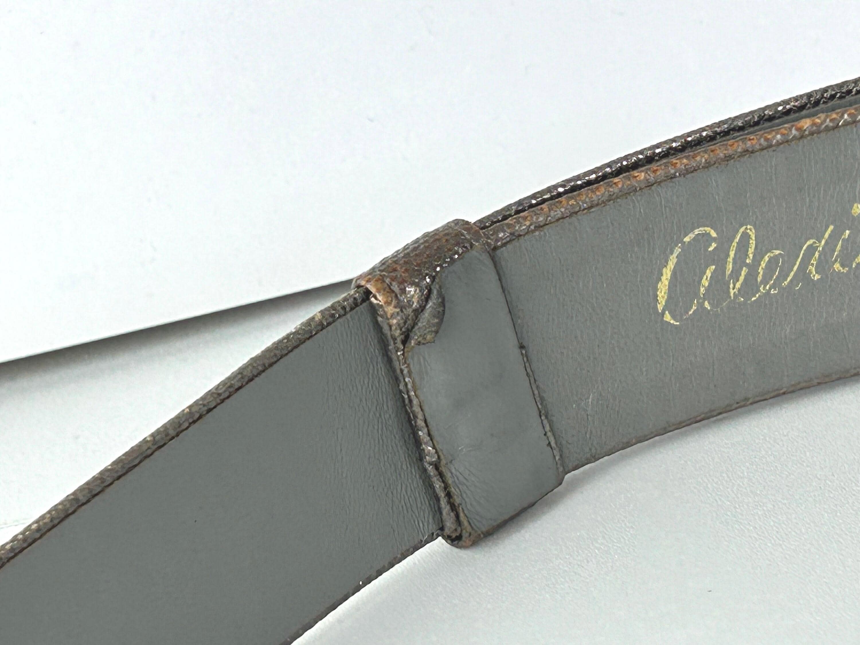 Vintage Alexis Kirk Cream Snakeskin Belt Gold Tone Architectural Buckle Wide 80s Vintage Alexis Kirk Gold & Silver Tone Statement Belt: Faux  main image 2