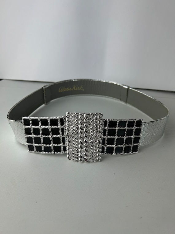 Vintage Alexis Kirk Silver Tone  wit Black Enamel 