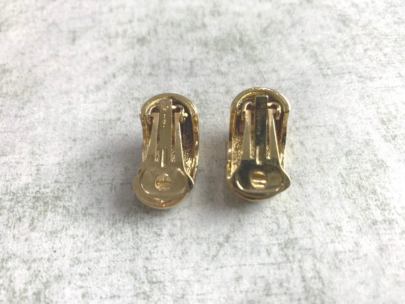 Vintage Valentino Rhinestone and Gold Clip On Earrings image 5