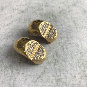 Vintage Valentino Rhinestone and Gold Clip On Earrings image 4