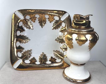 Vintage KB Italy Ceramic Evans Table Lighter with Ashtray