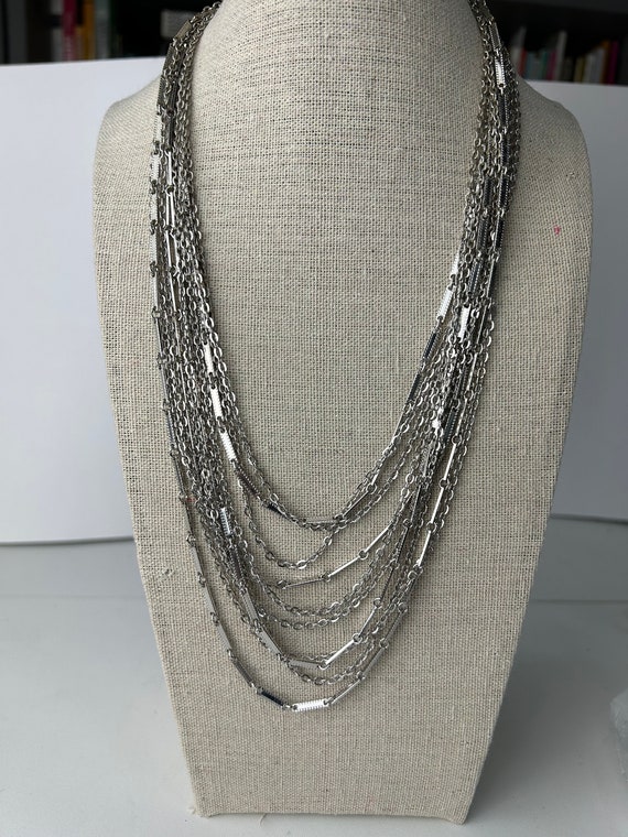 Vintage Sarah Coventry Silver 10 Strand Necklace