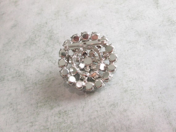 Vintage Domed Clear Rhinestone Brooch - image 5