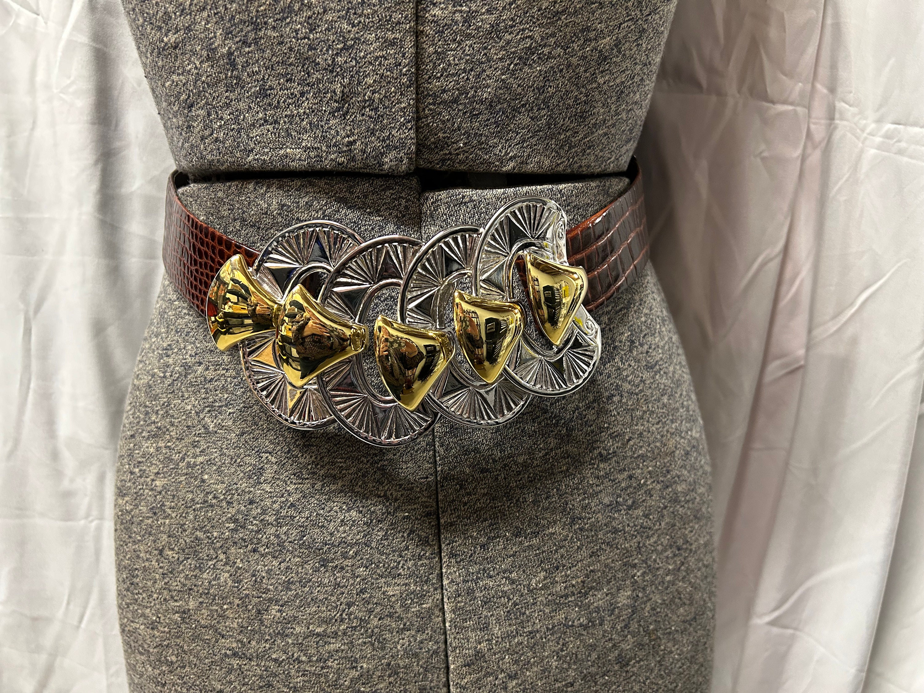 Vintage Alexis Kirk Gold & Silver Tone Statement Belt: Faux  display picture 1