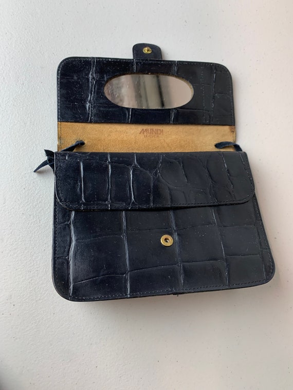 Vintage Mundi Leather Black Textured Handbag - image 6