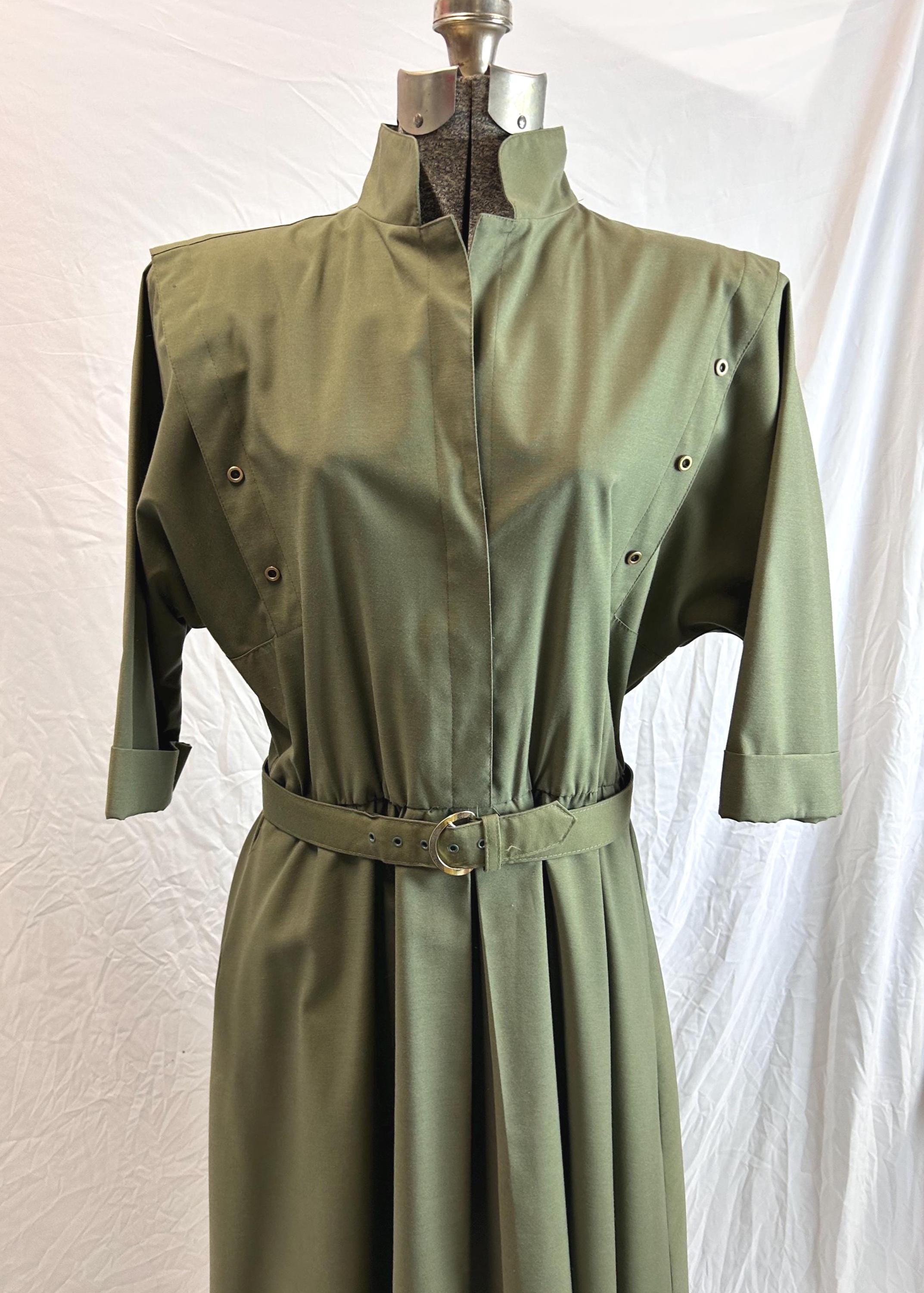 american vintage green dress Willi of California Army Size 14 Maxi dress