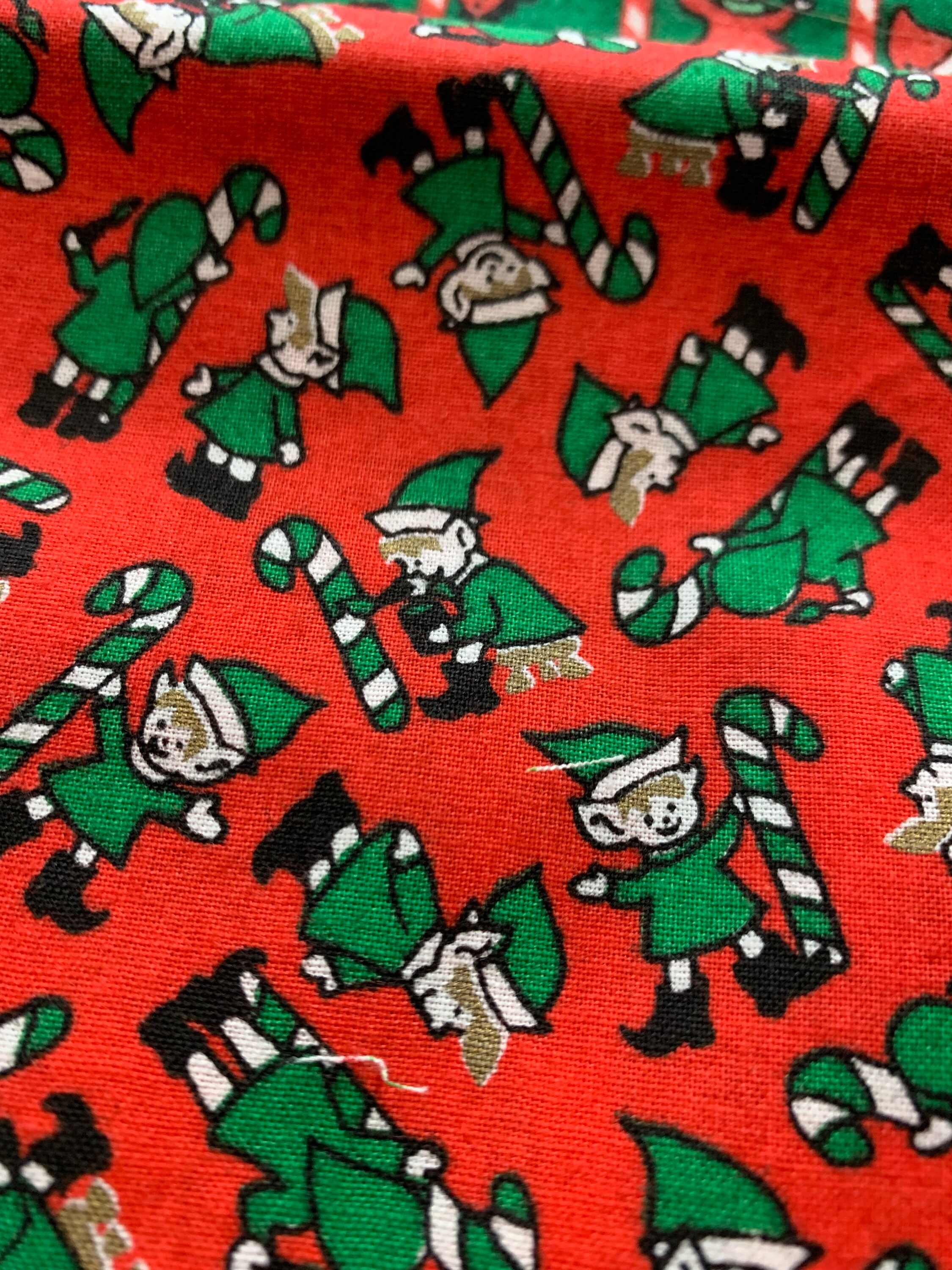 Vintage Christmas Elves Red and Green by Manes Fabric Company Fabric Etsy