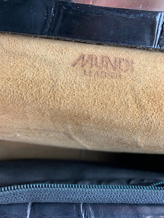 Vintage Mundi Leather Black Textured Handbag - image 10