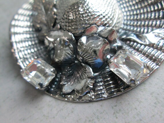 Vintage Designer Ermani Bulatti Silver Tone Hat B… - image 4