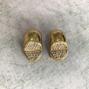 Vintage Valentino Rhinestone and Gold Clip On Earrings image 2