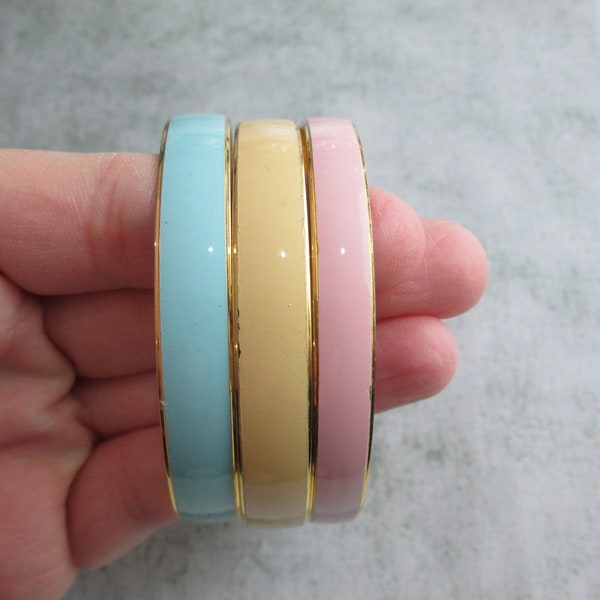 Vintage Set of Three Pastel Enamel Japan Bangles